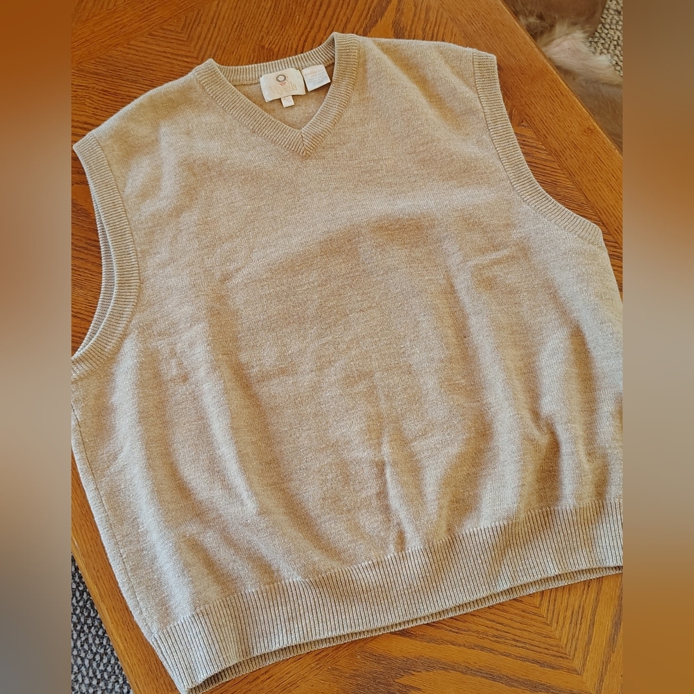 Viyella Men's Beige 100% Merino Wool Sweater Vest Size XL